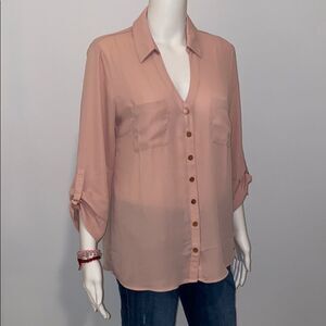 Guess V-Neck Button Down Blouse Size Medium